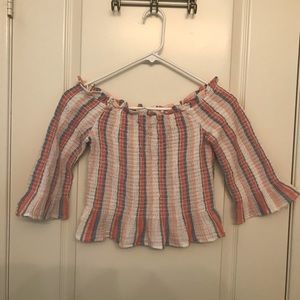 American Eagle Stripped Cropped Shirt